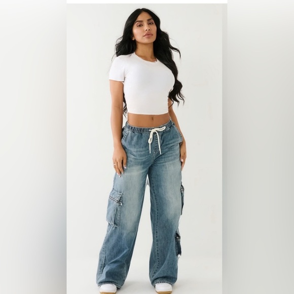True Religion Jessie super baggy Cargo Jeans Sz 32 RARE! - Picture 2 of 13